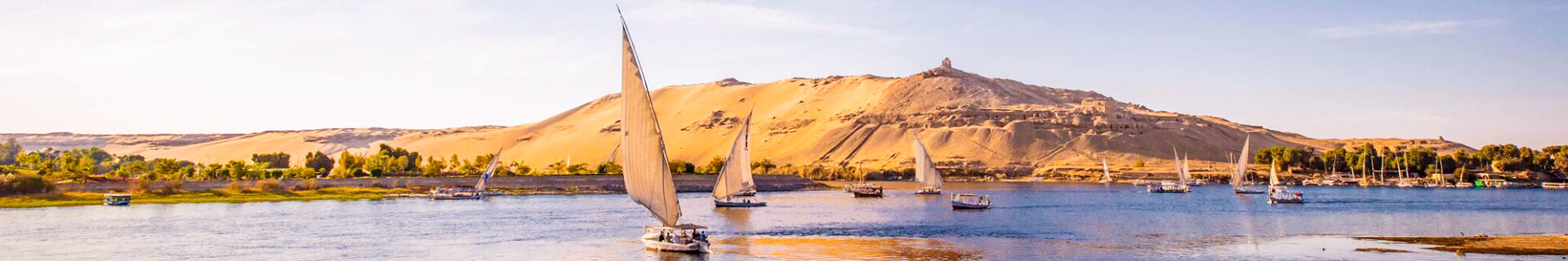 Feluccas sailing on the Nile at Aswan