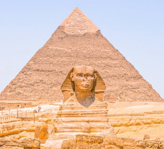 A Wonderful Shot of the Sphinx with the Pyramid of Khafregh Egypt