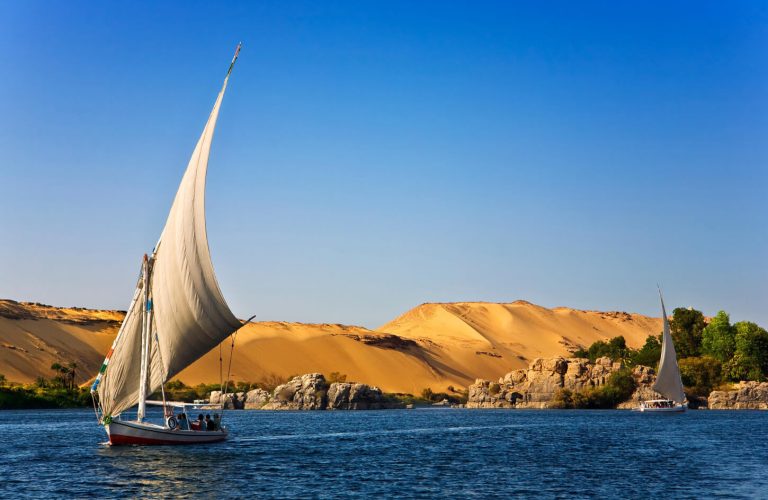 Felucca sailing on the Nile in Aswan