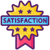 Colorful satisfaction badge with stars