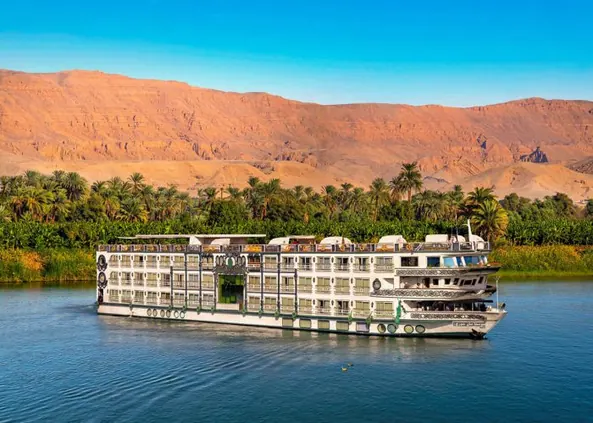 St. George Nile cruise ship sailing on the Nile River, Egypt
